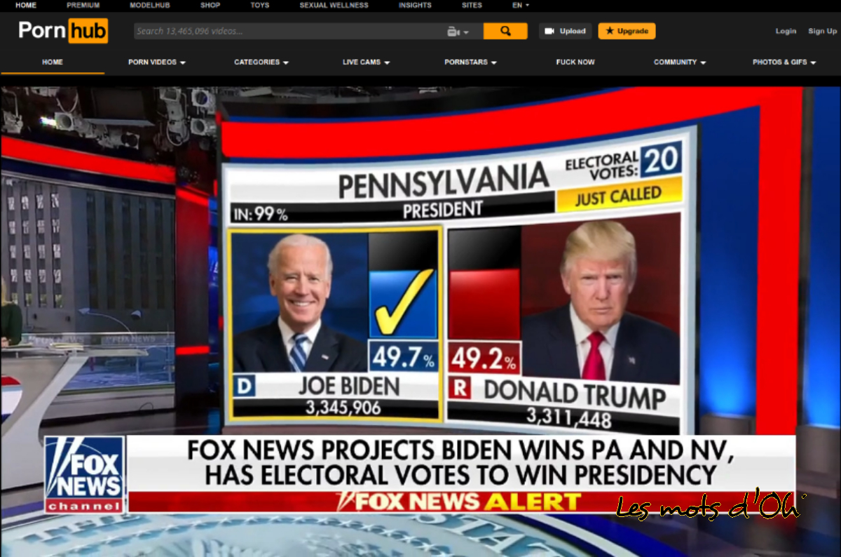 Dernière tendance sur Pornhub: Fox News annonçant la victoire de Biden